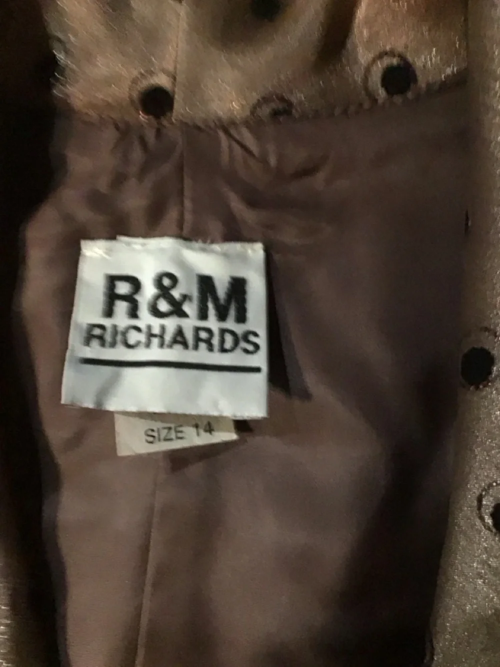 R&M Richards Taupe Satin Polka Dot Blazer dressy size 14
